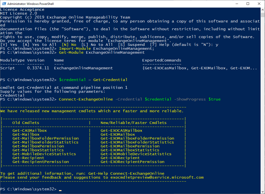 Exchange - Connect via PowerShell using Modern Authentication